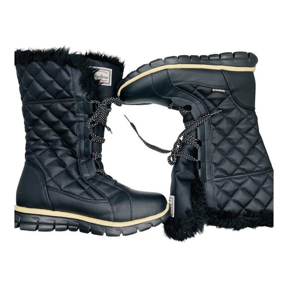 Skechers women’s Synergy Real Estate Snow Boots sz 9 black quilted waterproof - Picture 4 of 9
